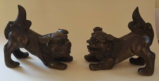 Chinese Bronze Vintage Victorian Oriental Antique Dogs Of Fo Figurines