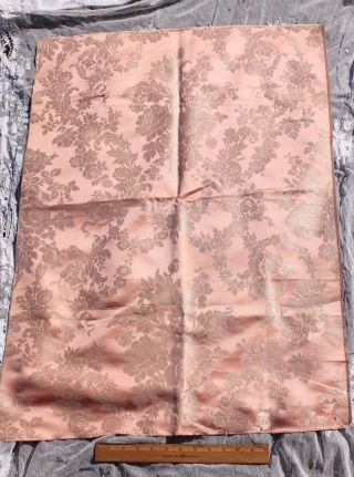 Antique C1860 - 1870 French Silk Pink Floral Frame Damask Sample Fabric