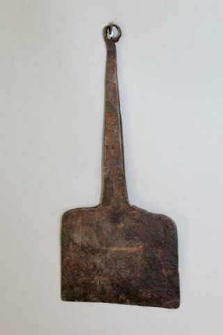 A Rare 17th C Pilgrim Period England Wrought Iron Spatula In Old Surface