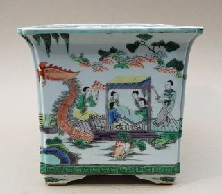 PERFECT 19TH C QING ANTIQUE CHINESE PORCELAIN FAMILLE VERTE JARDINIERE / PLANTER 2