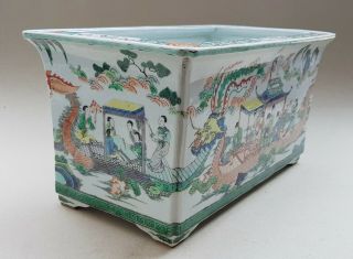 PERFECT 19TH C QING ANTIQUE CHINESE PORCELAIN FAMILLE VERTE JARDINIERE / PLANTER 7