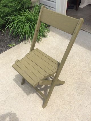 1940’s Wooden Folding Chair Newly Pained Od Green Us Type Desk Chair