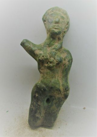 Ancient Romano Celtic Bronze Statuette Of A Woman 100bc - 100ad