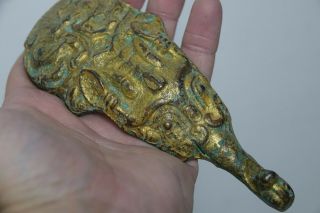 Very Large Old Chinese Bronze Belt Hook - Chinese Gilt Bronze Belt Fastener