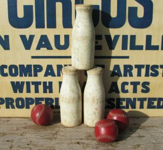 Vintage Wooden Knock Down Milk Bottle Ball Carnival Game Midway Game Old Target