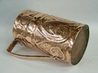 C1900 LARGE ANTIQUE YATTENDON GUILD ARTS & CRAFTS ART NOUVEAU COPPER TANKARD vgc 2