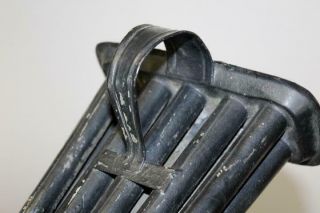 19TH C ENGLAND TIN 10 TUBE HANGING CANDLE MOLD IN OLD BLACK PAINT 3