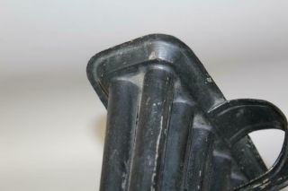 19TH C ENGLAND TIN 10 TUBE HANGING CANDLE MOLD IN OLD BLACK PAINT 4
