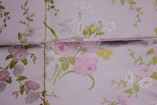 Antique French Lyon Silk Manufacturers Pink Rose Sample Fabric Jacquard c1840 - 60 2