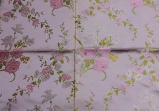 Antique French Lyon Silk Manufacturers Pink Rose Sample Fabric Jacquard c1840 - 60 3