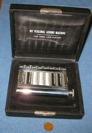 Vintage Gem Personal Adding Machine,  And Case