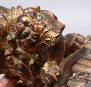 Large Antique 18th 19th Century Chinese Gilt Lacquered Wood Foo Lions 5