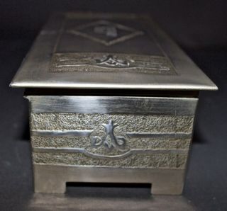GLASGOW SCHOOL ARTS AND CRAFTS SILVER PLATED BRASS JEWELLERY BOX M GILMOUR 2