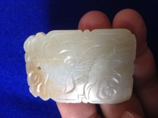 Chinese Qing Dynasty 19th Century Antique celadon Jade Plaque 9