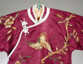 19th/20th ANTIQUE CHINESE SILK EMBROIDERED MANDARIN ROBE GOLD THREAD 2