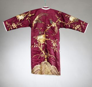 19th/20th ANTIQUE CHINESE SILK EMBROIDERED MANDARIN ROBE GOLD THREAD 3
