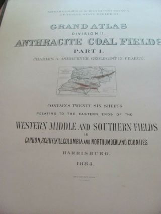 1884 Second Geological Survey of Pennsylvania Grand Atlas Div 2 Anthracite Coal 4