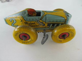 Marx Wind - up Midget Special Tin Toy Race Car & Driver 3