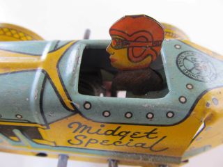 Marx Wind - up Midget Special Tin Toy Race Car & Driver 6