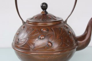Carl Deffner Art nouveau floral brass copper tea pot kettle. 10