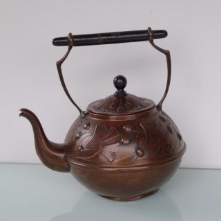 Carl Deffner Art Nouveau Floral Brass Copper Tea Pot Kettle.