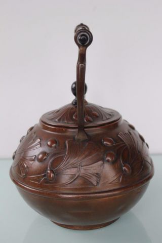 Carl Deffner Art nouveau floral brass copper tea pot kettle. 5