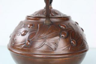 Carl Deffner Art nouveau floral brass copper tea pot kettle. 9