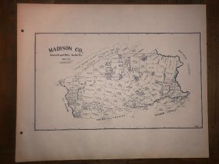 1922 Madison County Texas Map Land Office Austin Blue Line Antique Vintage