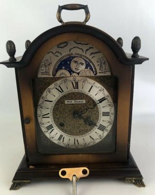 Vintage Seth Thomas Moon Dial Mantle Clock W/ Key Franz Hermle Movement