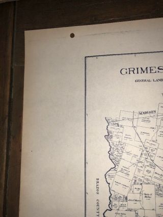 1922 GRIMES COUNTY TEXAS MAP LAND OFFICE AUSTIN BLUE LINE ANTIQUE VINTAGE 3