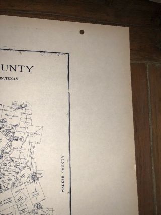 1922 GRIMES COUNTY TEXAS MAP LAND OFFICE AUSTIN BLUE LINE ANTIQUE VINTAGE 4