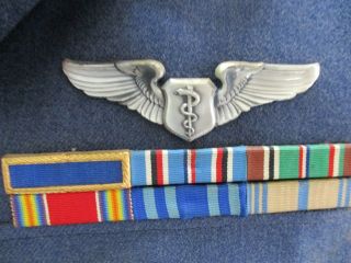 U.  S.  Air Force Blue Wool Officer ' s Jacket with COL Insignia,  Ribbons & Flight Su 3