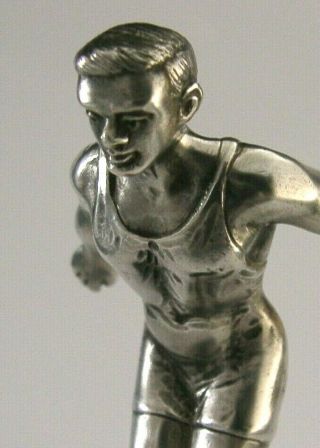 Rare Cast Solid Silver Art Deco Diving Figure Trophy 1934 Antique Swimming