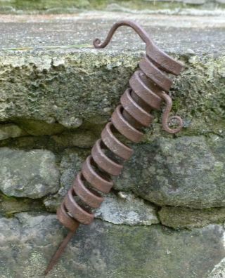 18th,  Early 19th C Antique Wrought Iron Candleholder Spike Lighting Primitive