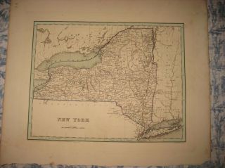 Important Lrg Antique 1838 York State City Long Island Bradford Handcolr Map