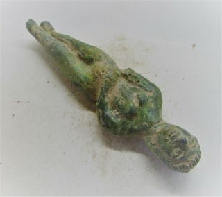 Rare Ancient Romano - Celtic Bronze Statuette Of A Woman 100bc - 100ad