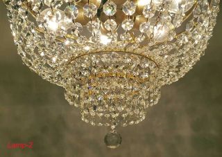 A Antique French Empire Style Brass & Crystals LARGE Chandeliers from 19 11