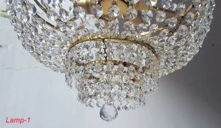 A Antique French Empire Style Brass & Crystals LARGE Chandeliers from 19 5