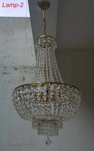 A Antique French Empire Style Brass & Crystals LARGE Chandeliers from 19 7