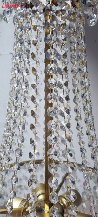 A Antique French Empire Style Brass & Crystals LARGE Chandeliers from 19 9