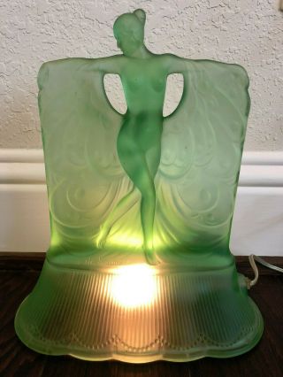 Green Mckee Danse De Lumiere Art Deco Nude Figural Lamp Lalique Suzanne Style