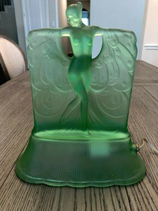 GREEN MCKEE DANSE DE LUMIERE ART DECO NUDE FIGURAL LAMP LALIQUE SUZANNE STYLE 3