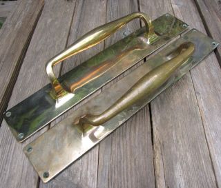 Old Large Reclaimed Brass Door Pull Handles 15 "