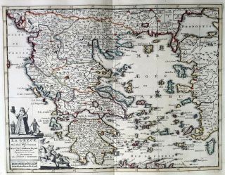 Greece 1735 Van Der Aa Covens & Mortier Colored Copper Engraved Map