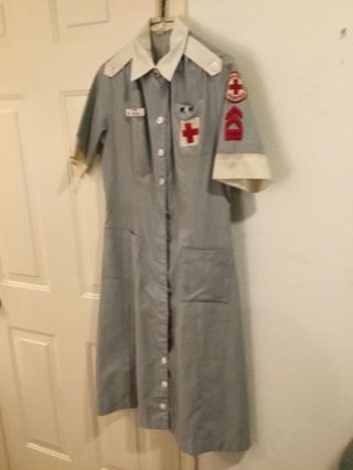 Red Cross Volunteer’s Dress With Pins