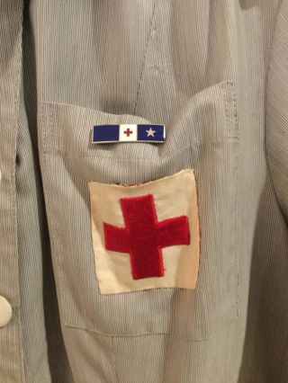Red Cross Volunteer’s Dress With Pins 3