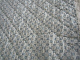 Antique Quilt Stripe With Saw Tooth Border Blue Pattern Creamy White 82 x 84 5