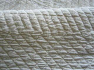 Antique Quilt Stripe With Saw Tooth Border Blue Pattern Creamy White 82 x 84 6