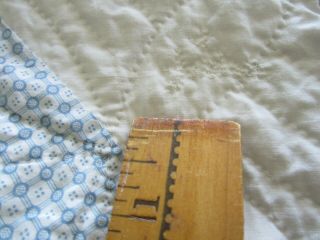 Antique Quilt Stripe With Saw Tooth Border Blue Pattern Creamy White 82 x 84 7