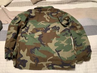 Vintage ARMY Woodland Camo BDU Shirt Combat Uniform size Large Long Army Patch 4